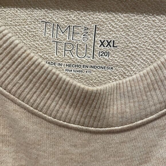 Time And Tru Crewneck pullover Sweatshirt Women’s Size XXL 20 NEW Beige - Picture 2 of 9